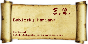 Babiczky Mariann névjegykártya